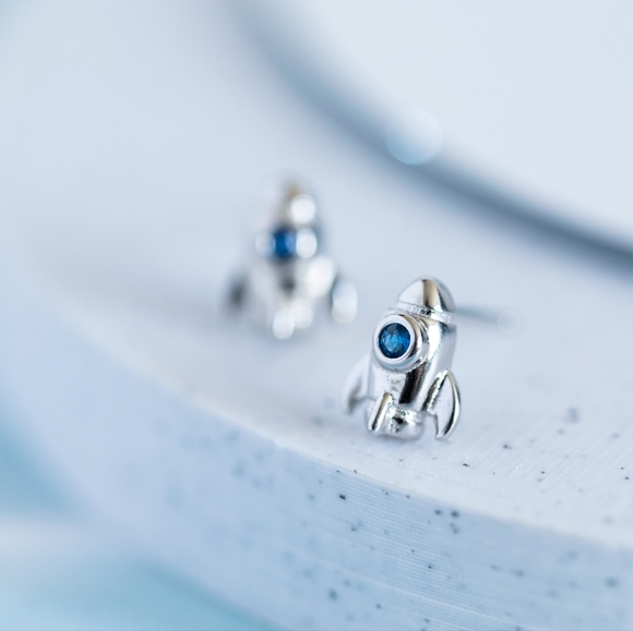 Silver Rocketship Studs (S925) - Only 1 left! - Picture 4 of 8
